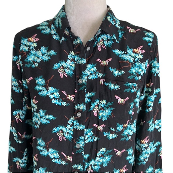 J. Crew Silk Botanical Bees Printed Button Down Blouse - 6 - Picture 5 of 14